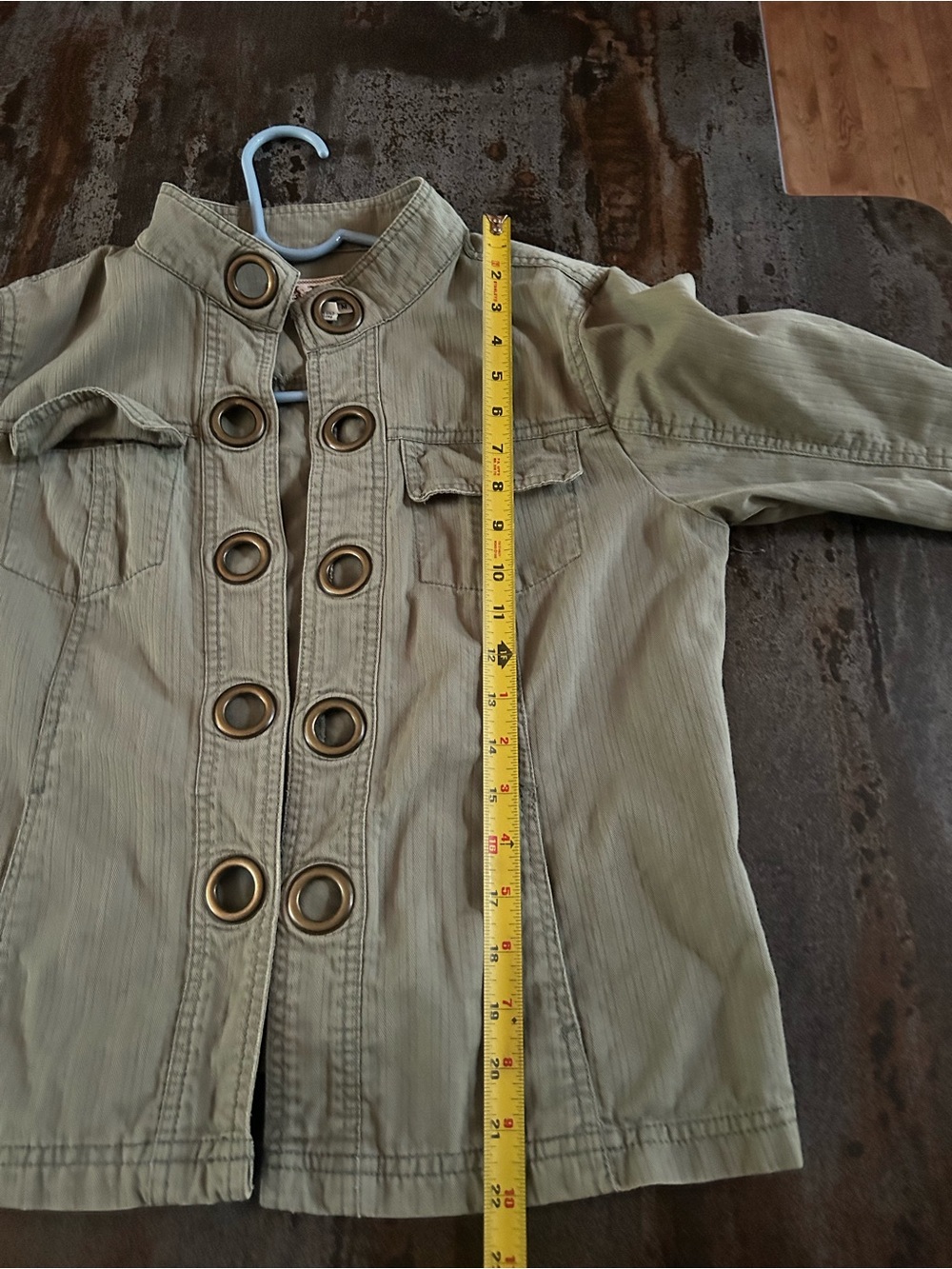 AMI Olive Green Grommet Utility Jacket Size Medium Bow Cuffs - Picture 6 of 8